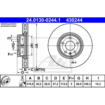 Jeu de 2 disques de frein avant ATE 24.0130-0244.1