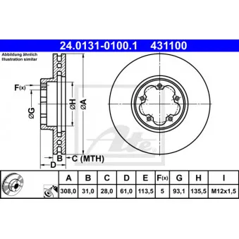 Jeu de 2 disques de frein avant ATE 24.0131-0100.1