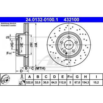 Jeu de 2 disques de frein avant ATE 24.0132-0100.1