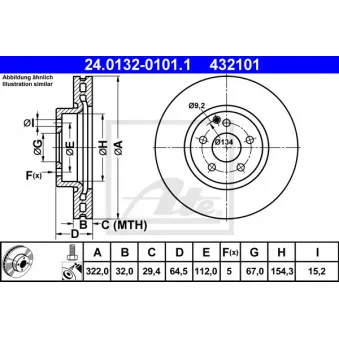 Jeu de 2 disques de frein avant ATE 24.0132-0101.1