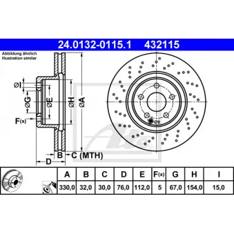 Jeu de 2 disques de frein avant ATE 24.0132-0115.1
