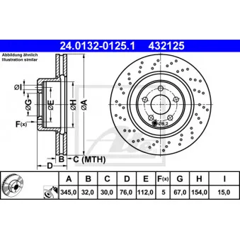 Jeu de 2 disques de frein avant ATE 24.0132-0125.1