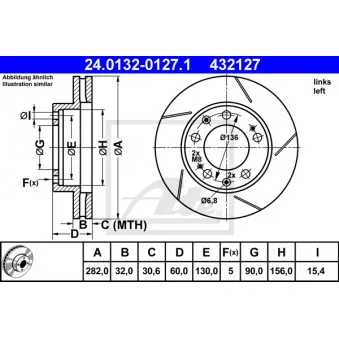 Disque de frein avant gauche ATE 24.0132-0127.1