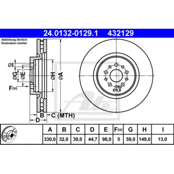 Jeu de 2 disques de frein avant ATE 24.0132-0129.1