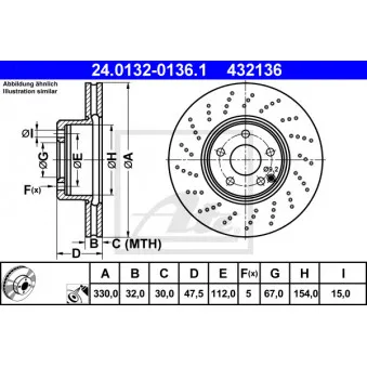 Jeu de 2 disques de frein avant ATE 24.0132-0136.1
