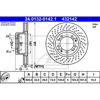 Disque de frein avant gauche ATE 24.0132-0142.1
