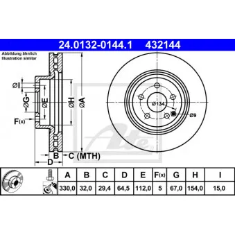 Jeu de 2 disques de frein avant ATE 24.0132-0144.1