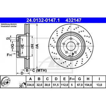Jeu de 2 disques de frein avant ATE 24.0132-0147.1
