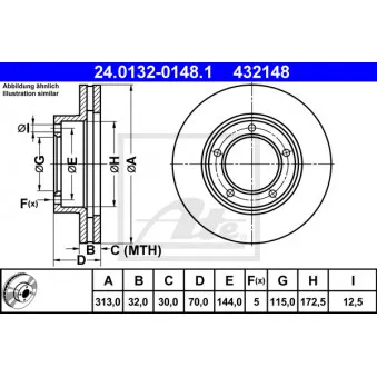 Jeu de 2 disques de frein avant ATE 24.0132-0148.1