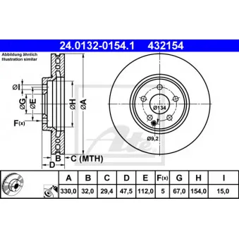 Jeu de 2 disques de frein avant ATE 24.0132-0154.1