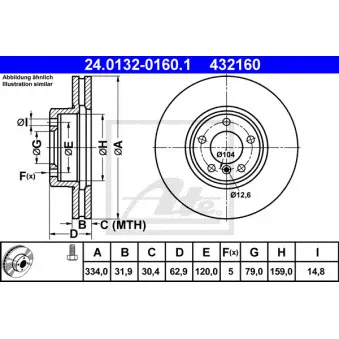 Jeu de 2 disques de frein avant ATE 24.0132-0160.1