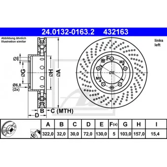 Disque de frein avant gauche ATE 24.0132-0163.2