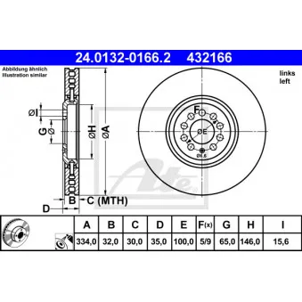 Disque de frein avant gauche ATE 24.0132-0166.2