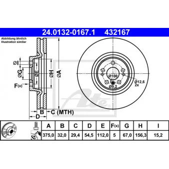Jeu de 2 disques de frein avant ATE 24.0132-0167.1