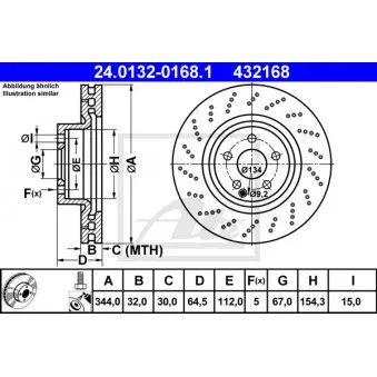 Jeu de 2 disques de frein avant ATE 24.0132-0168.1