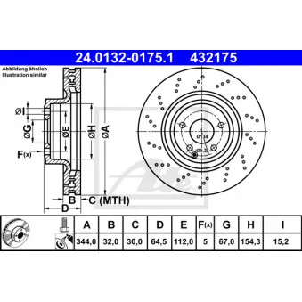 Jeu de 2 disques de frein avant ATE 24.0132-0175.1
