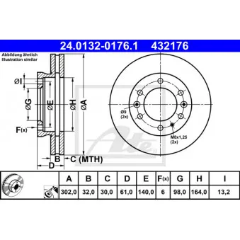 Jeu de 2 disques de frein avant ATE 24.0132-0176.1