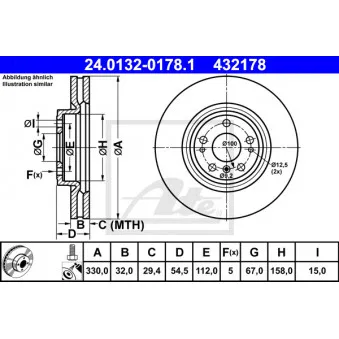 Jeu de 2 disques de frein avant ATE 24.0132-0178.1