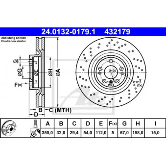 Jeu de 2 disques de frein avant ATE 24.0132-0179.1