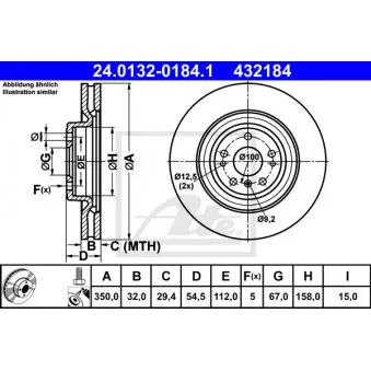 Jeu de 2 disques de frein avant ATE 24.0132-0184.1
