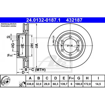 Jeu de 2 disques de frein avant ATE 24.0132-0187.1