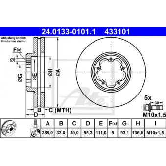 Jeu de 2 disques de frein avant ATE 24.0133-0101.1