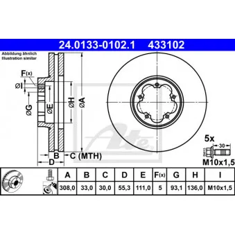 Jeu de 2 disques de frein avant ATE 24.0133-0102.1