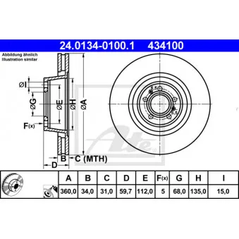 Jeu de 2 disques de frein avant ATE 24.0134-0100.1