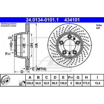 Disque de frein avant gauche ATE 24.0134-0101.1