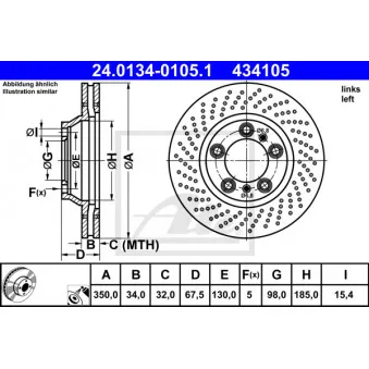Disque de frein avant gauche ATE 24.0134-0105.1