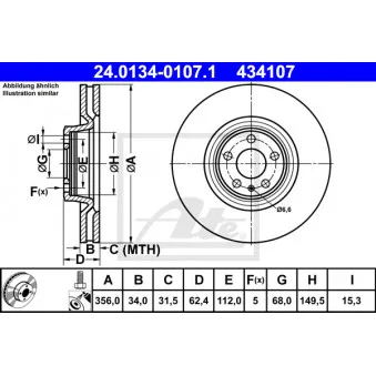 Jeu de 2 disques de frein avant ATE 24.0134-0107.1