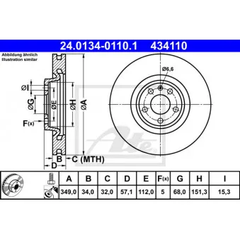 Jeu de 2 disques de frein avant ATE 24.0134-0110.1