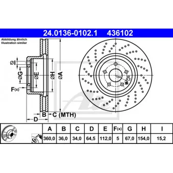 Jeu de 2 disques de frein avant ATE 24.0136-0102.1
