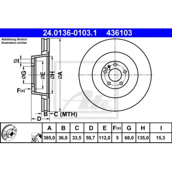 Jeu de 2 disques de frein avant ATE 24.0136-0103.1