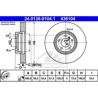 Jeu de 2 disques de frein avant ATE 24.0136-0104.1