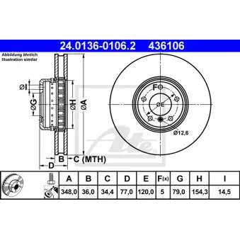 Jeu de 2 disques de frein avant ATE 24.0136-0106.2