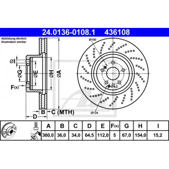 Jeu de 2 disques de frein avant ATE 24.0136-0108.1