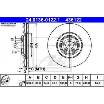 Jeu de 2 disques de frein avant ATE 24.0136-0122.1