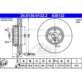 Jeu de 2 disques de frein avant ATE 24.0136-0132.2