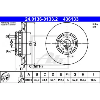 Jeu de 2 disques de frein avant ATE 24.0136-0133.2