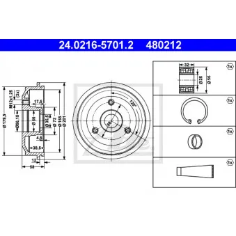 Tambour de frein ATE 24.0216-5701.2
