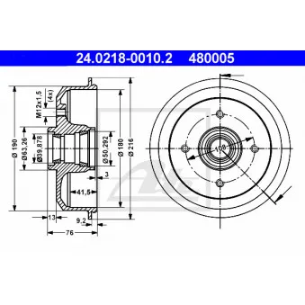 Tambour de frein ATE 24.0218-0010.2