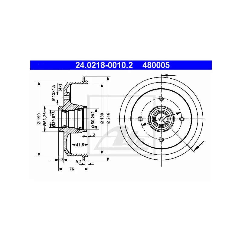Tambour de frein ATE 24.0218-0010.2