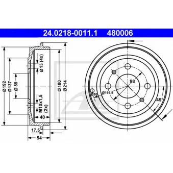 Tambour de frein ATE 24.0218-0011.1