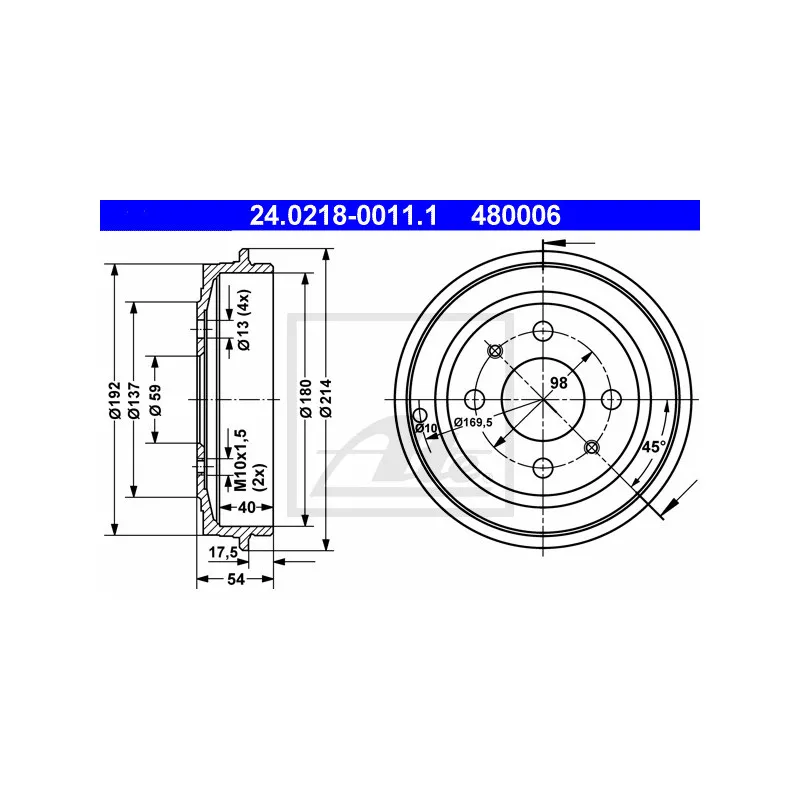 Tambour de frein ATE 24.0218-0011.1