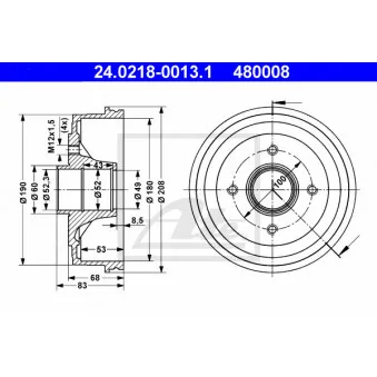 Tambour de frein ATE 24.0218-0013.1