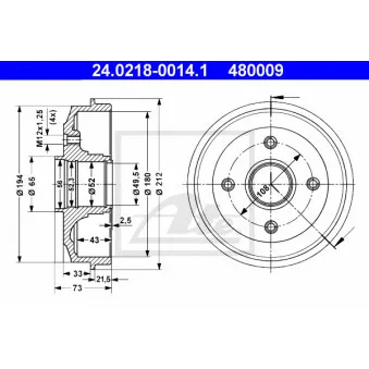 Tambour de frein ATE 24.0218-0014.1