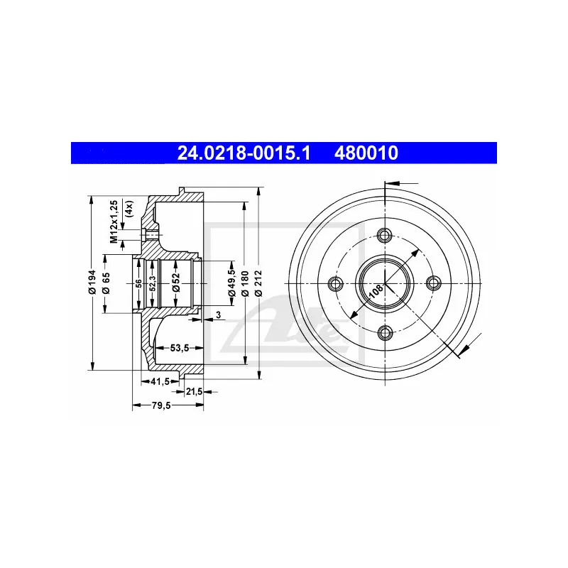 Tambour de frein ATE 24.0218-0015.1