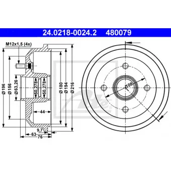 Tambour de frein ATE 24.0218-0024.2