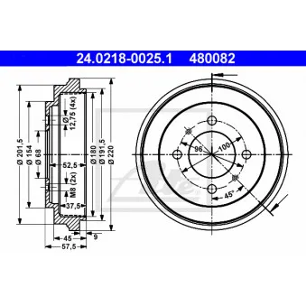Tambour de frein ATE 24.0218-0025.1